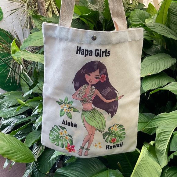Adorable Hawaii Hula Dancer “Hapa Girls” Canvas Tote Bag - Picture 3 of 3